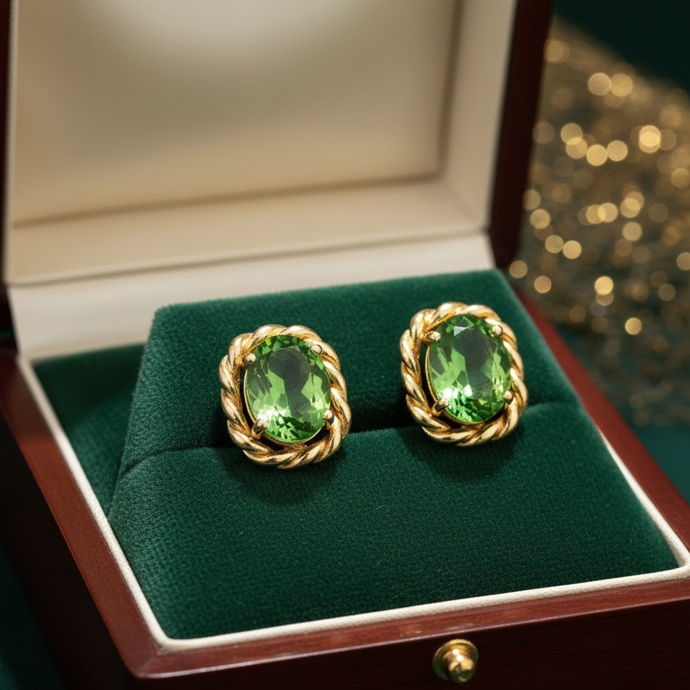 🌹SOLD 🌹
Vintage Dior emerald green crystal and Gold tone Oval Earring
